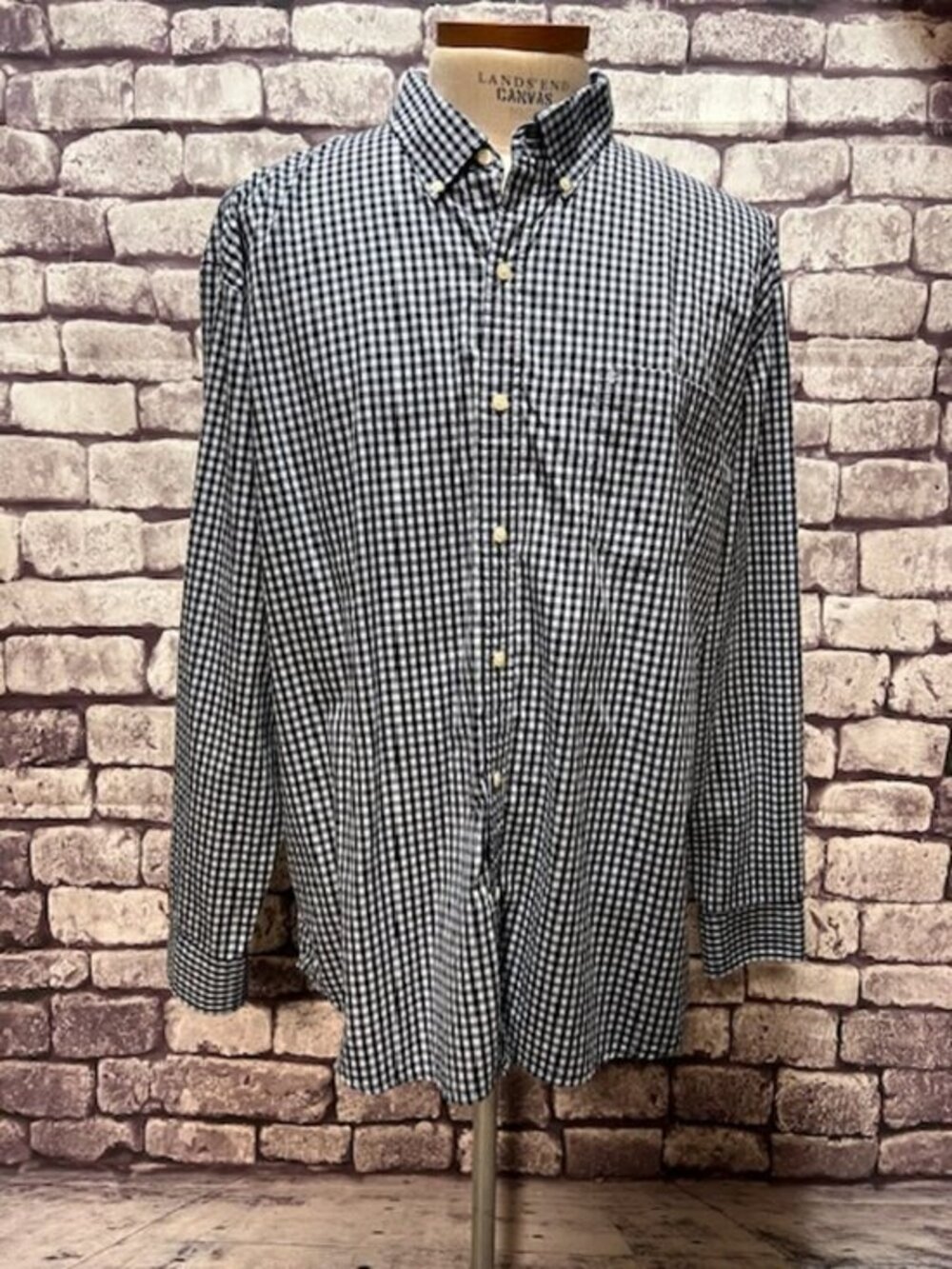 Izod Men's Blue On Blue Check Button Down Size XXL